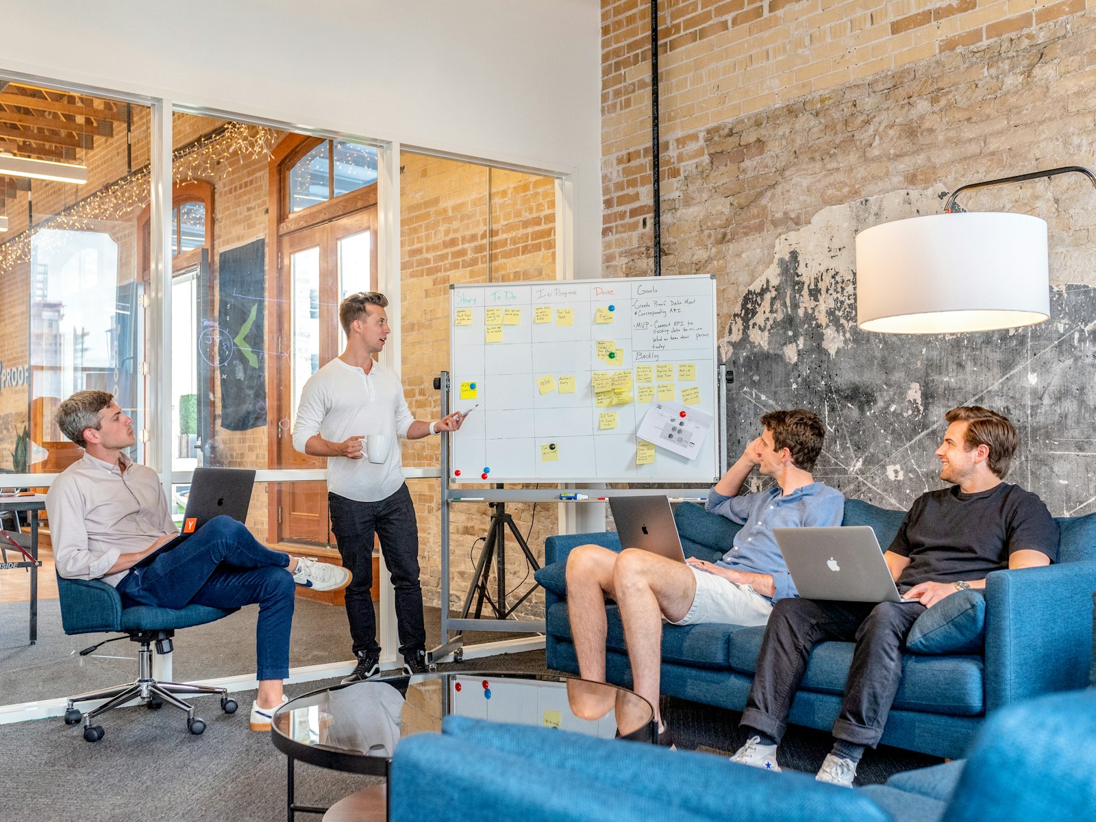 Growth strategy lab with marketing planning boards